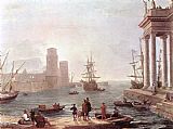 Claude Lorrain Canvas Paintings - Departure of Ulysses from the Land of the Feaci